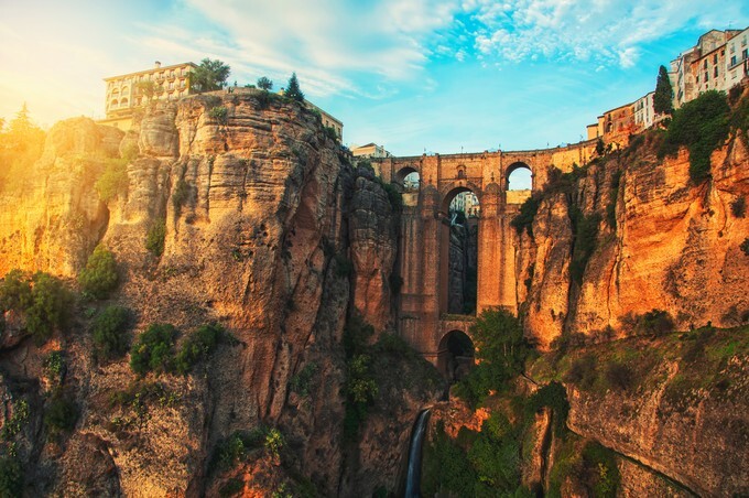 The Puente Nuevo New Bridge over Guadalevin River in Ronda, Andalusia, Spain